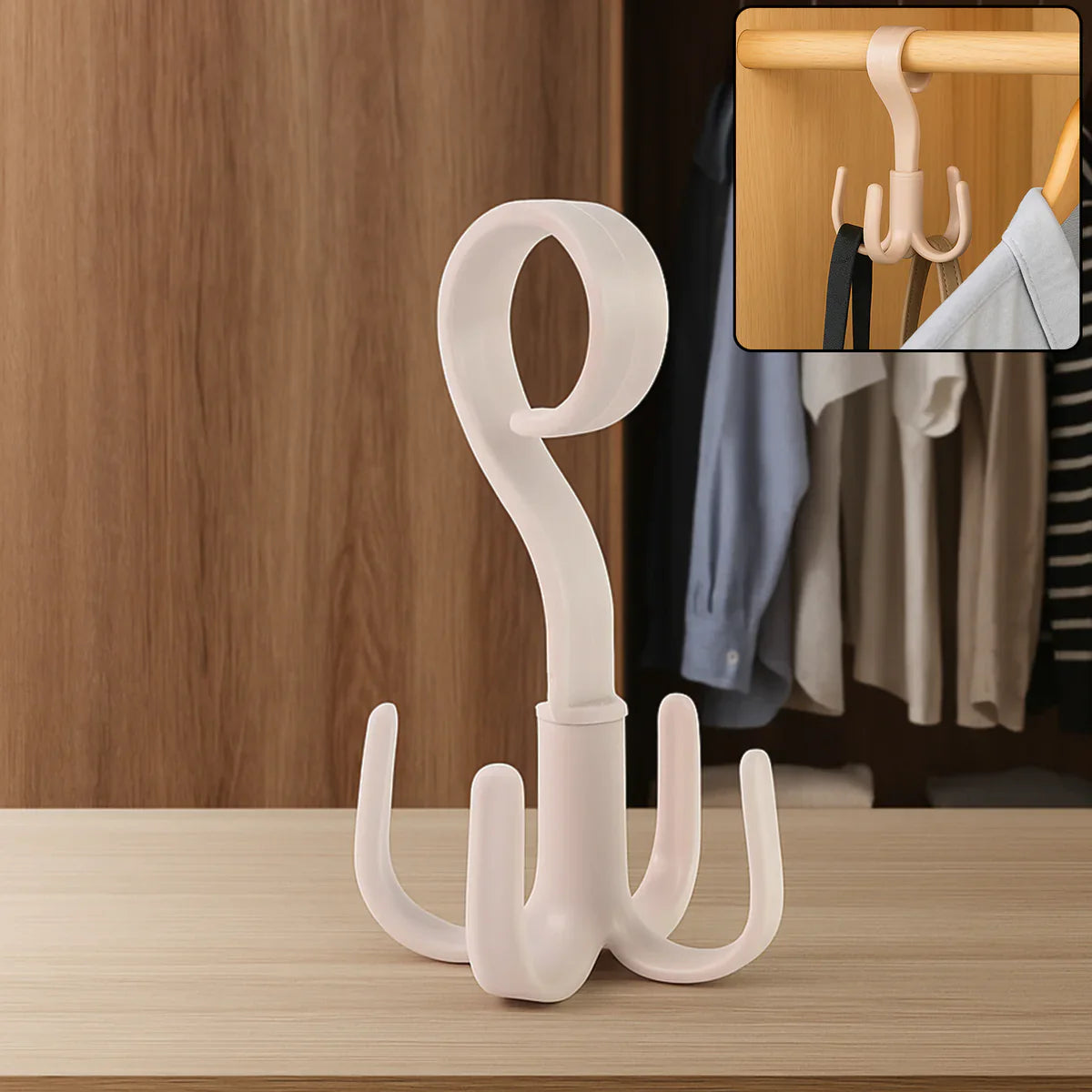 Spin Hook Pro 360° Rotating Multi-Purpose Wall Hooks (Set of 4)