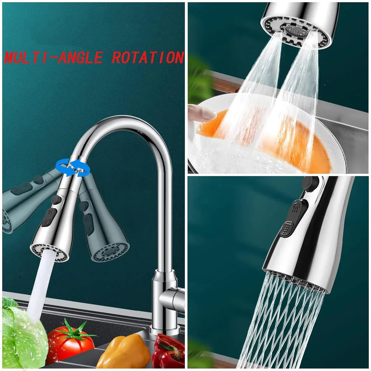 Aqua Flow Pro 3-Mode Pull-Down Kitchen Faucet Sprayer