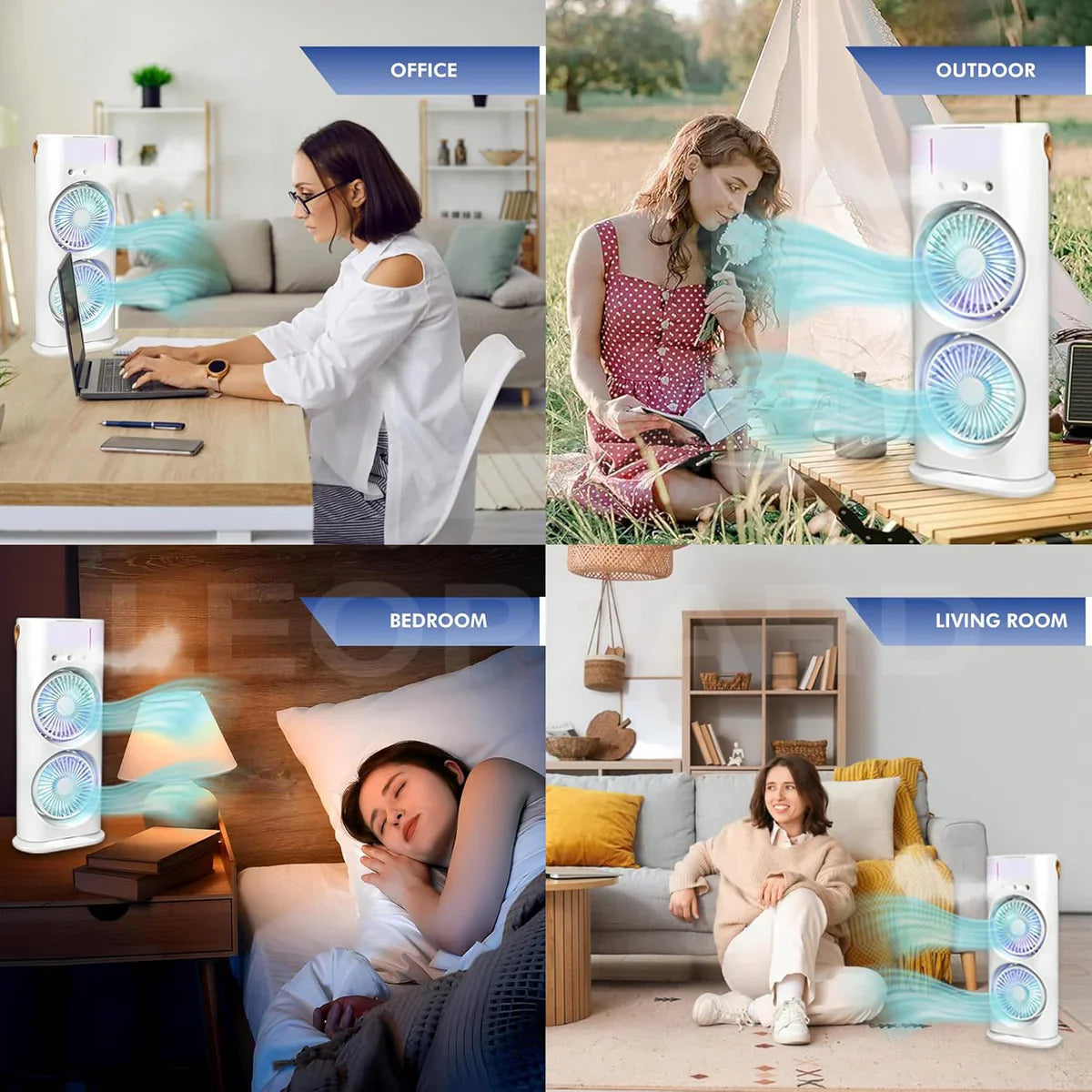 Dual Breeze Pro Double-Head Desktop Air Cooler with Remote