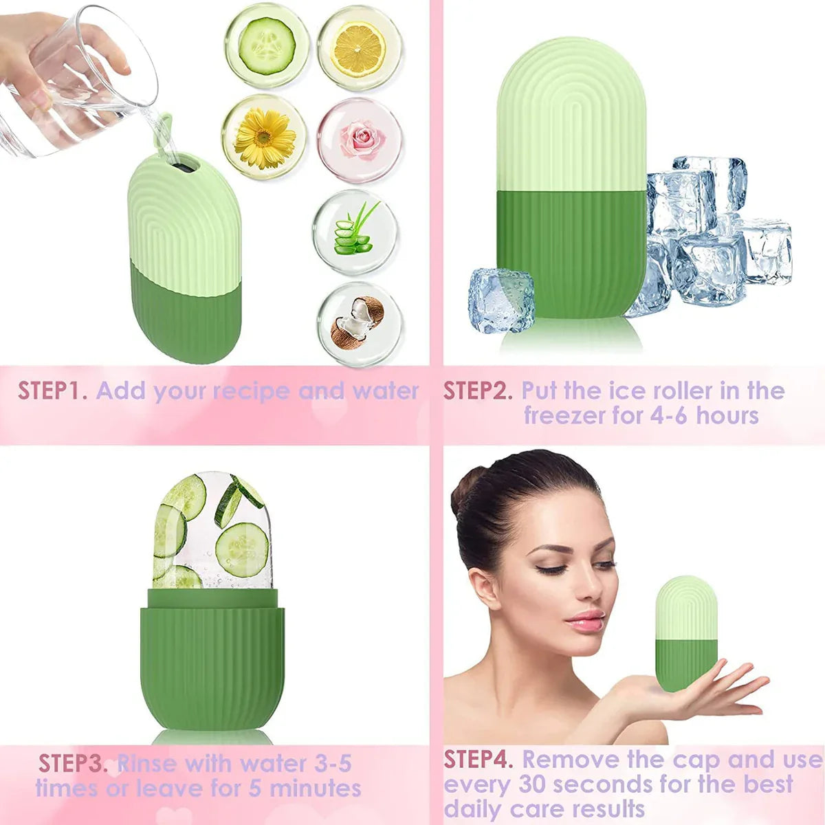 Ice Glow Pro 3-Piece Facial & Eye Cooling Roller Set