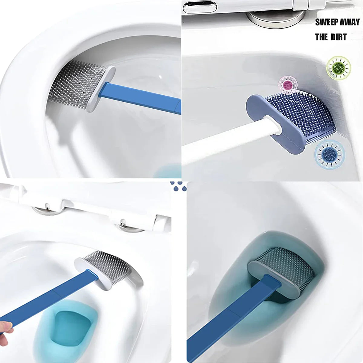 Flex Clean Pro Silicone Toilet Brush with Quick-Dry Ho