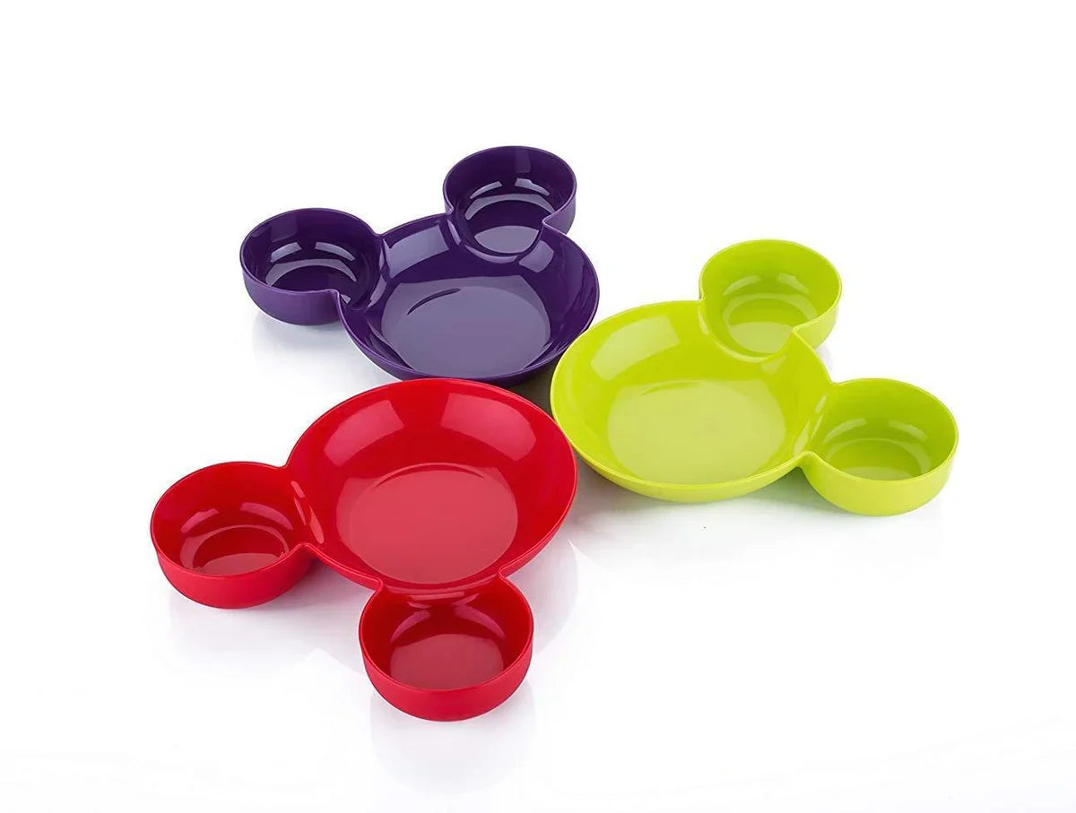 Fun Bite Mickey-Shaped Kids Sectioned Snack Plate ( Pc 3 )