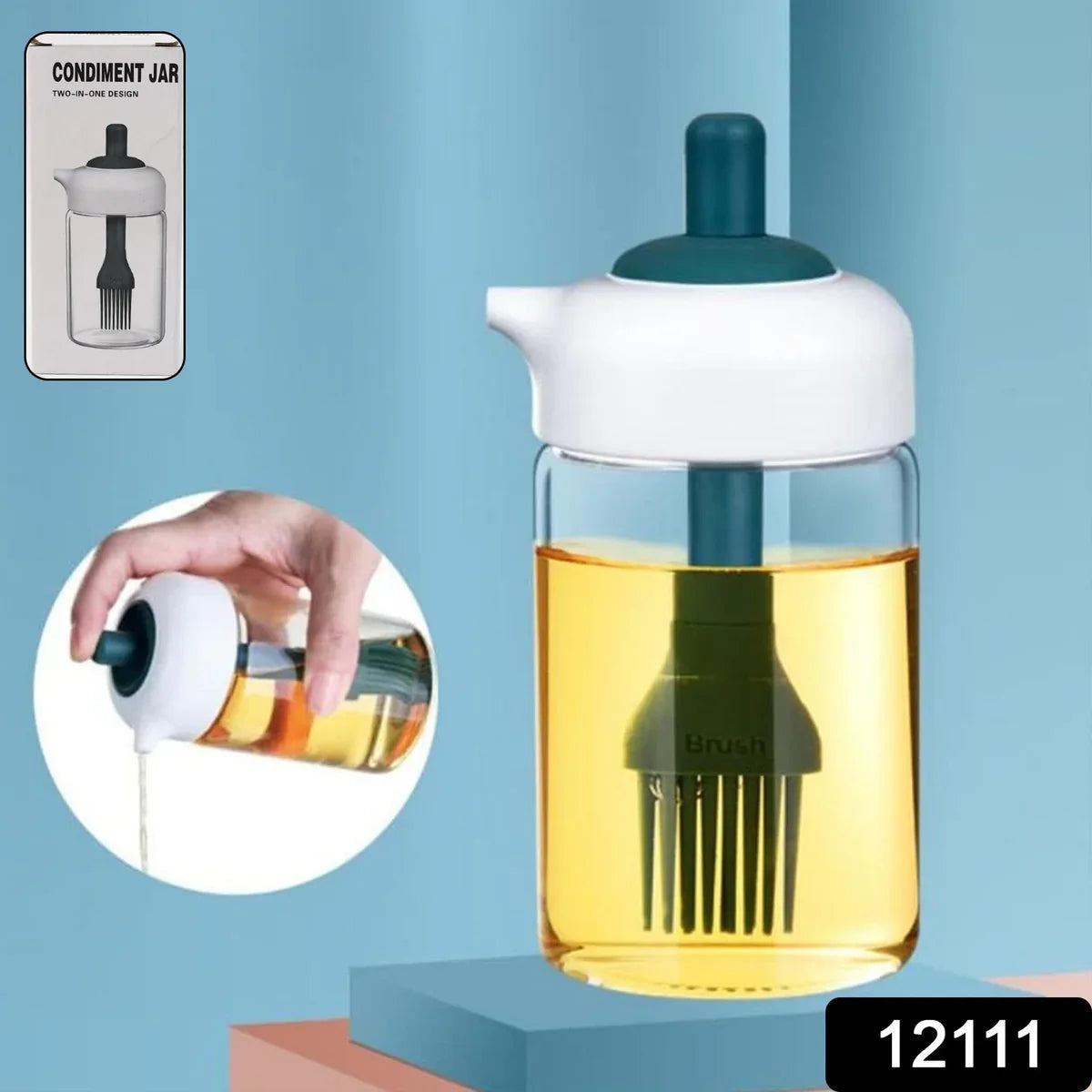 Smart Pour Pro 2-in-1 Glass Oil Dispenser with Silicone Brush