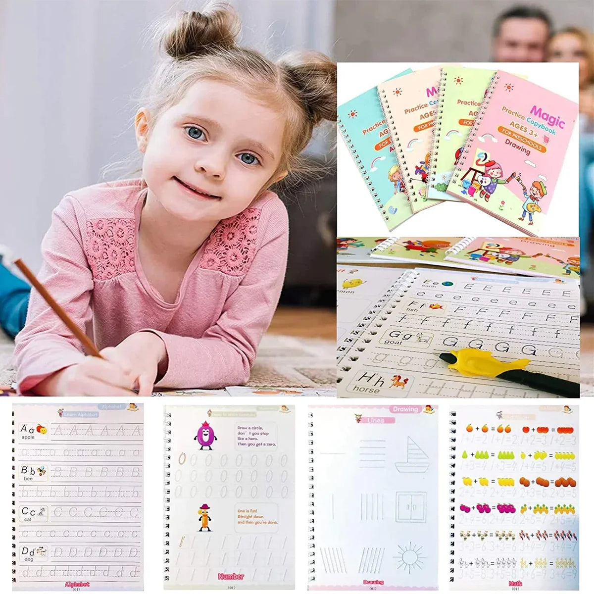 Re Write Pro 4-Piece Reusable Magic Copybook Set