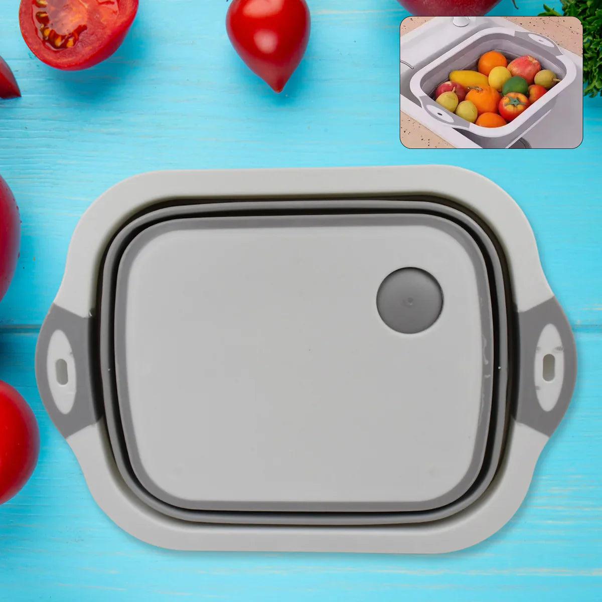 Fold Prep Pro Collapsible Cutting Board with Wash Basket