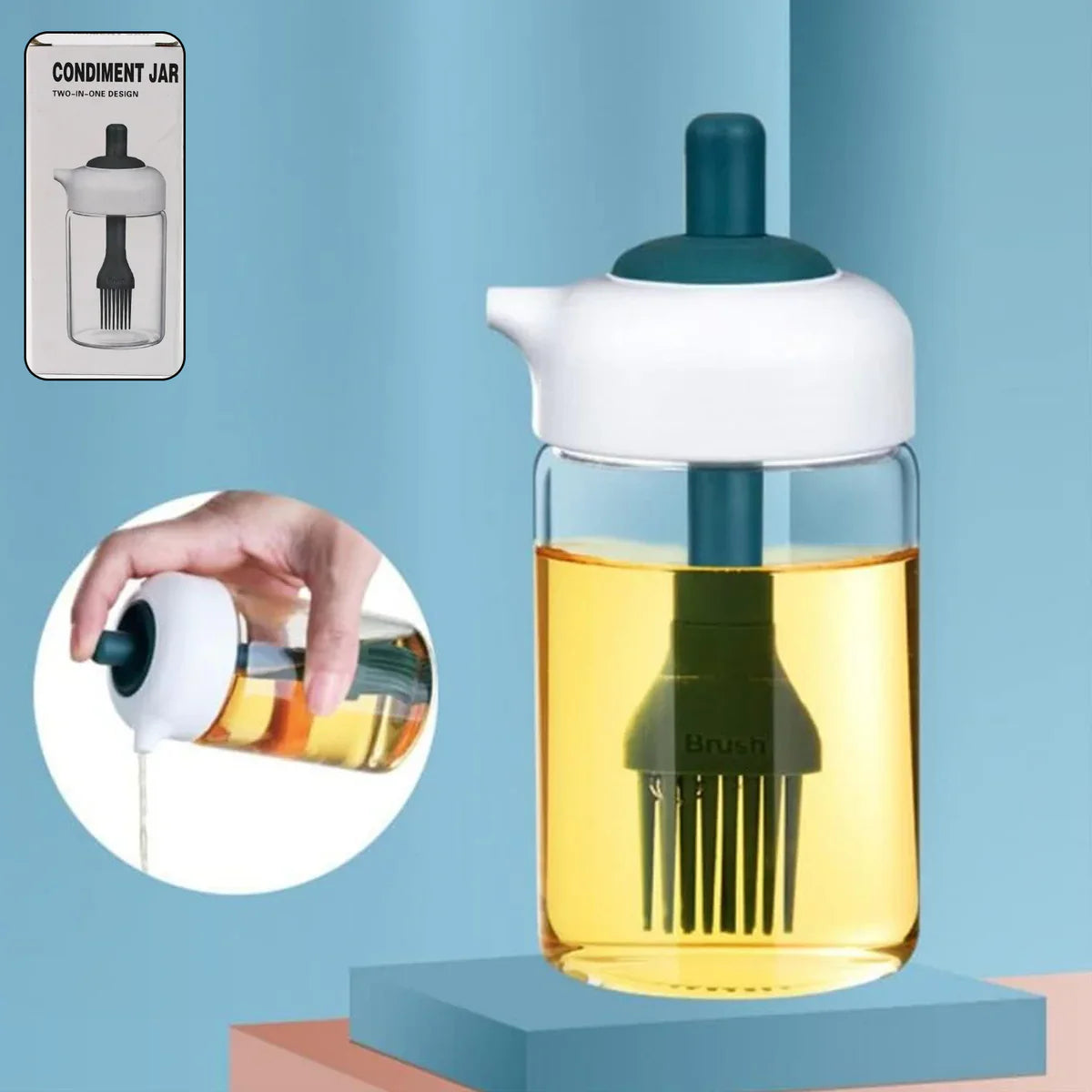 Smart Pour Pro 2-in-1 Glass Oil Dispenser with Silicone Brush