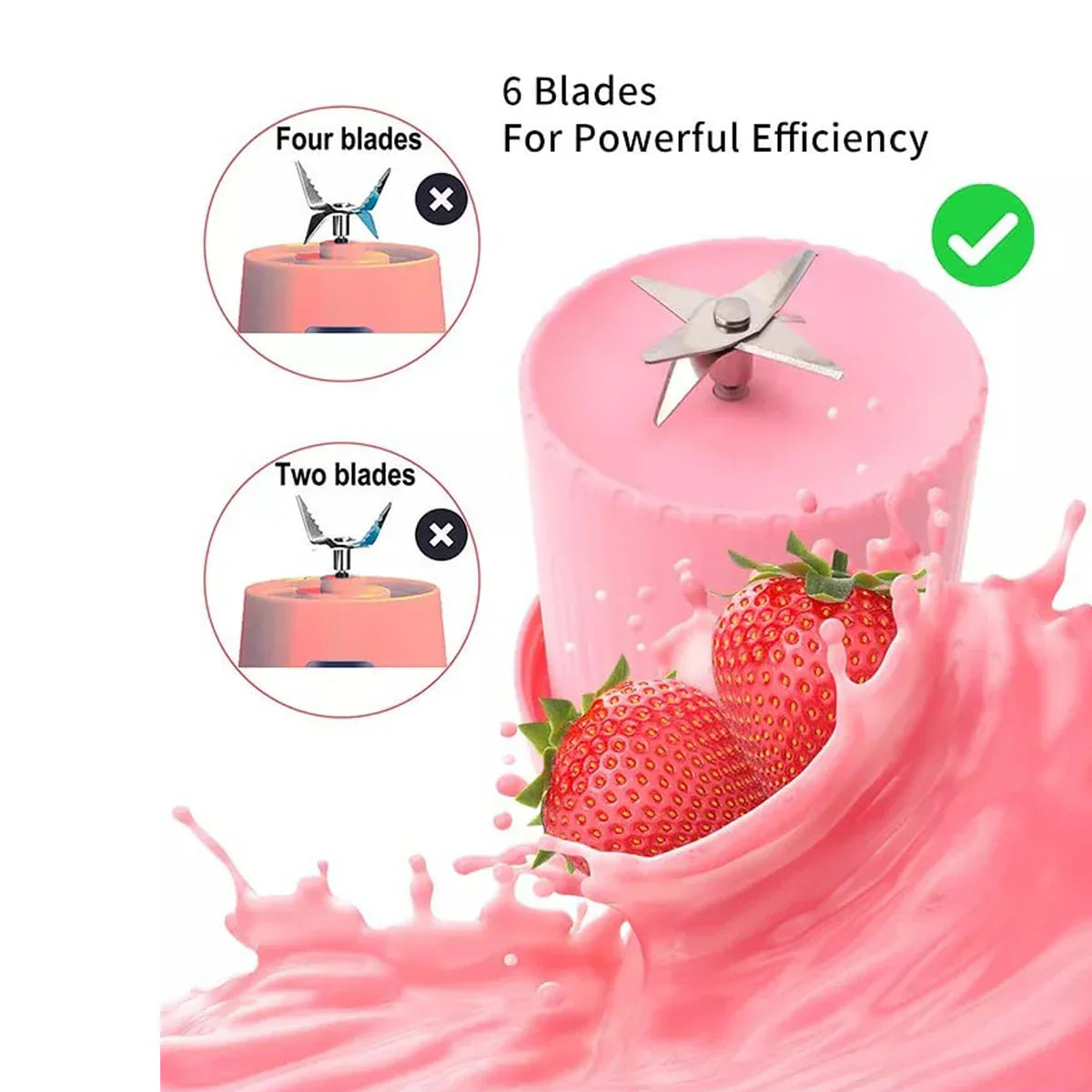 Blend Go Pro™ Portable 6-Blade Juicer Bottle – 420ML