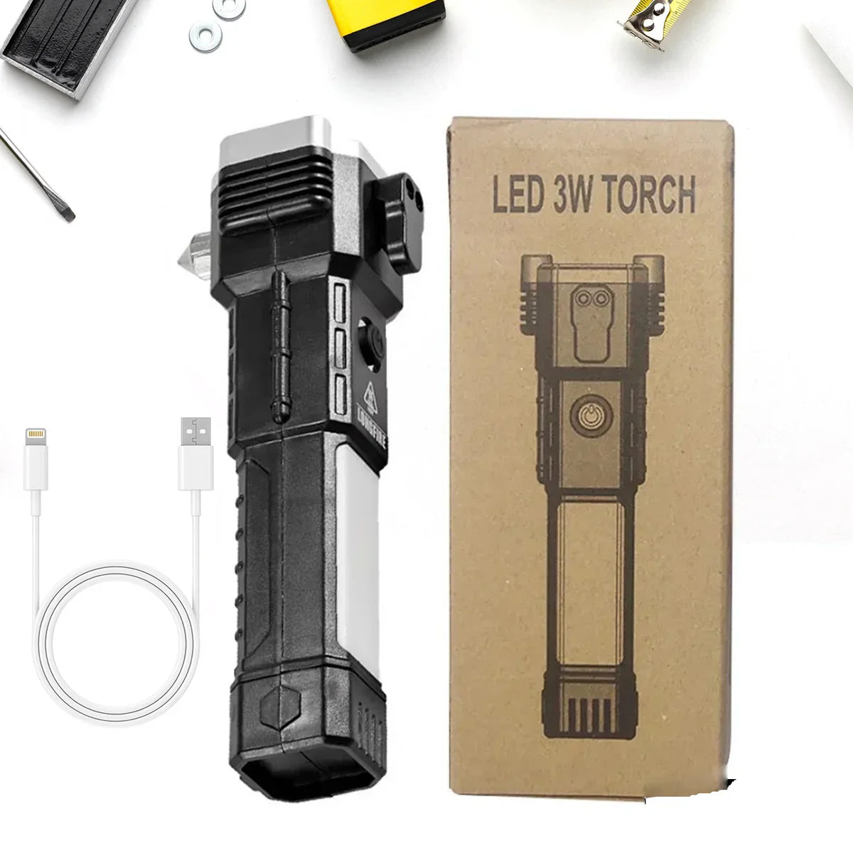 Rescue Beam Pro 3W Rechargeable Emergency LED Flashlight